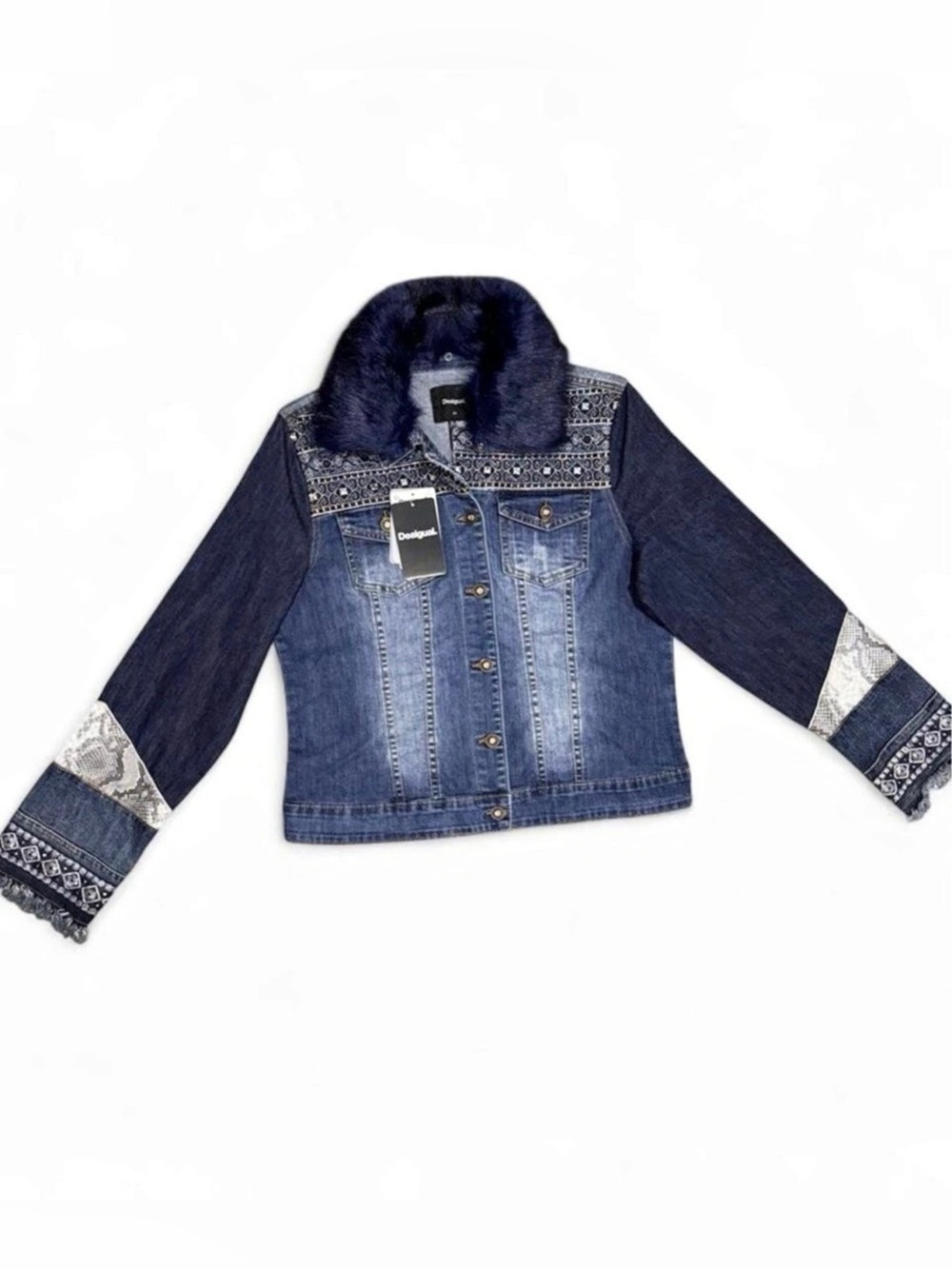 NWT Desigual Denim Jacket Animal Print